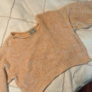 Anthropologie cropped peach knit sweater